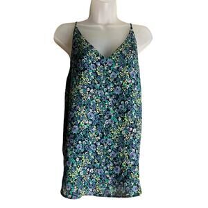 Loft Women's Sleeveless Top Size M Petite Multicolor Floral Print V-Neck